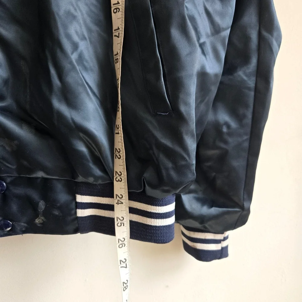 Auburn Sportswear Large Bomber Jacket Mens Navy Blue Fair‎ Vintage Braves Carl